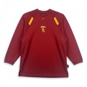 Vintage Nike Dri-Fit USC Trojans Long‎ Sleeve Training Pullover Red Mens Large